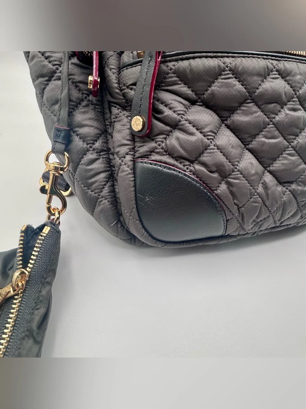 MZ Wallace Crosby Backpack Quilted Nylon Magnet Gray